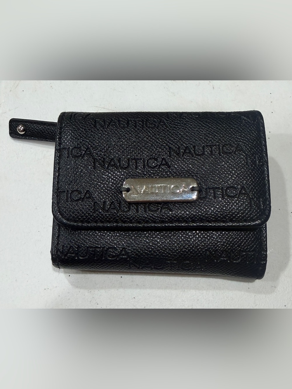 Nautica Wallet Black Tri-Fold RFID Blocking Flap Multifunction NWT Rowers End